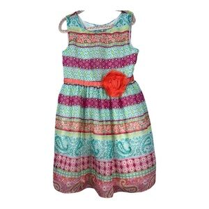 Youngland Girls' Multi-Printed Chiffon Dress with Lace and flower Size 6X floral
